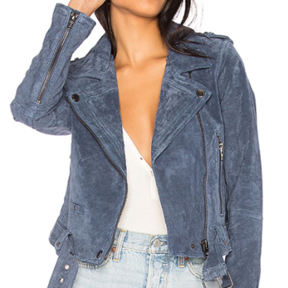 NEW! BLANKNYC Suede Moto Jacket Blue XS RTV 180 +